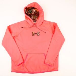 Under Armour Womens XL Cold Gear Real Tree Camo Hoodie Pullover Hot Pink